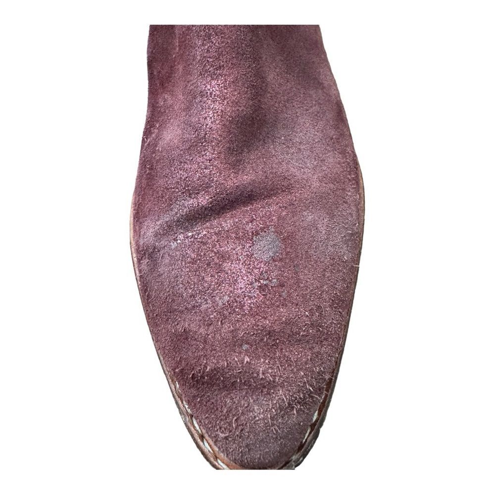Coach Bowery Chelsea Boot Maroon Glitter Suede Western Leather Women’s Size 9.5 - Picture 12 of 13
